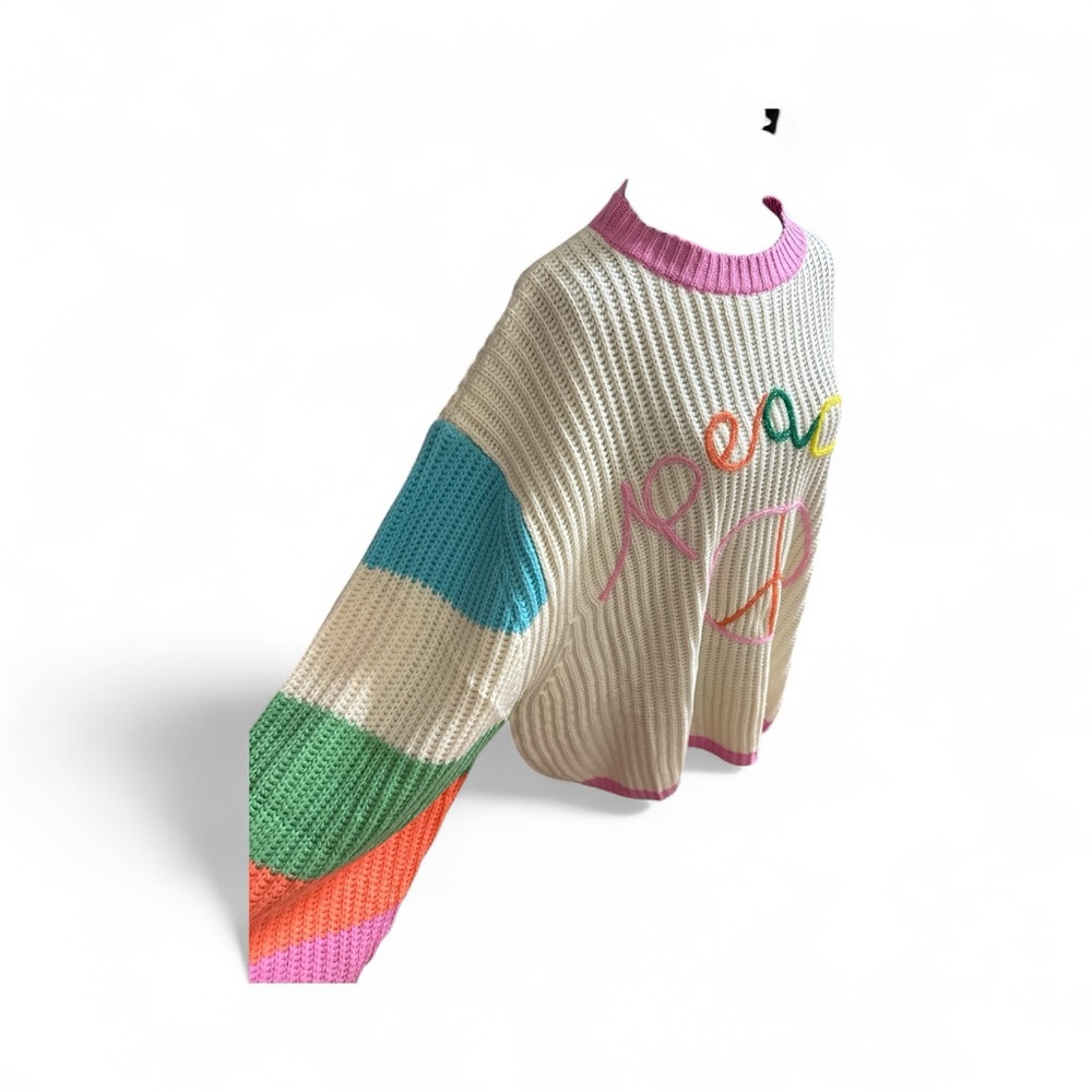 DAVI & DANI Multicolor Peace Sweater - Picture 2 of 2